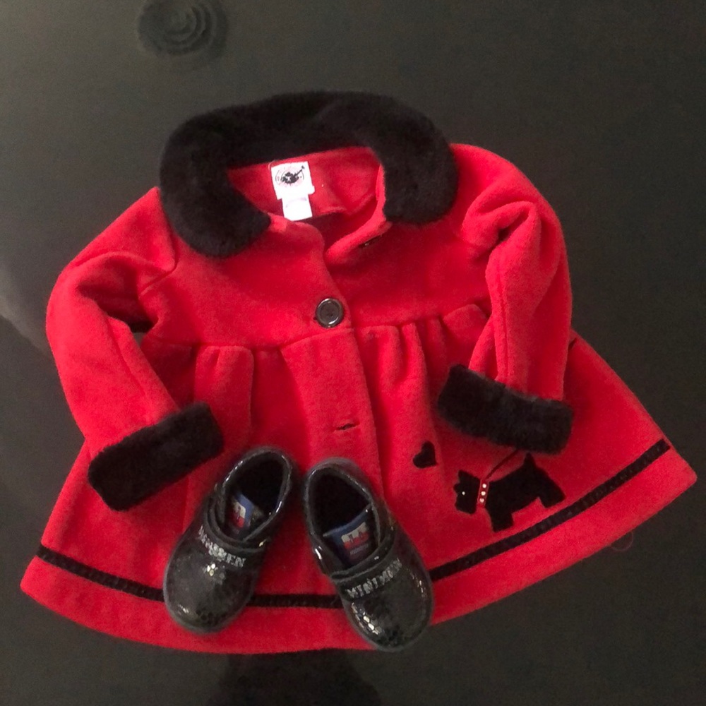 A set of girls booties and a coat